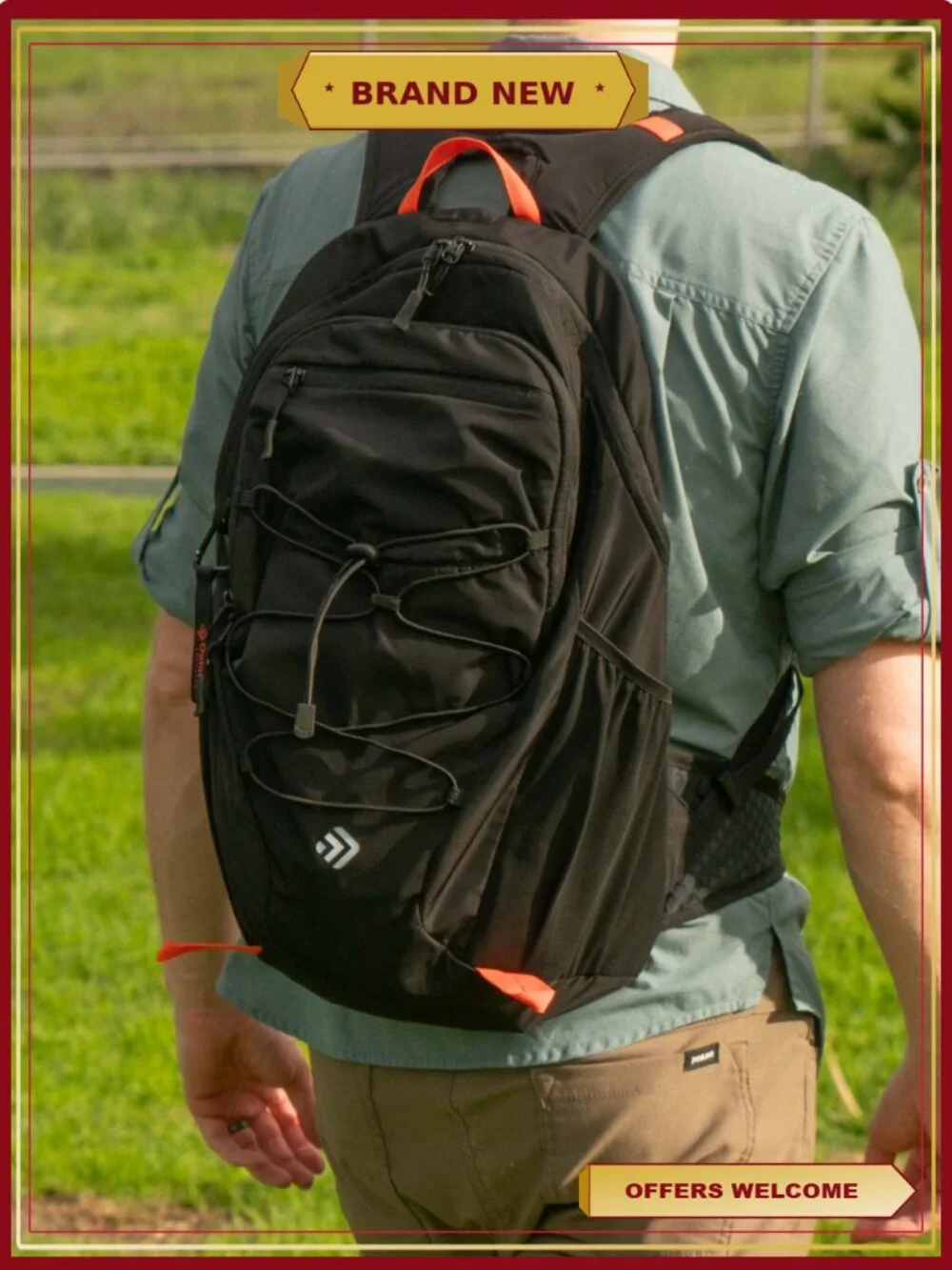 Outdoor Hiking Backpack 19.5L Trekking Pole Holders Bungee Storage